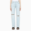 RE/DONE LIGHT BLUE STRAIGHT-LEG JEANS WITH TEARS