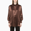 Dolce & Gabbana Oversized Silk Shirt In Brown