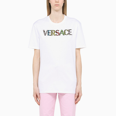 Versace Multicolour Logo-print T-shirt In White