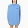 MIU MIU BLUE LOGO-EMBROIDERY SHIRT