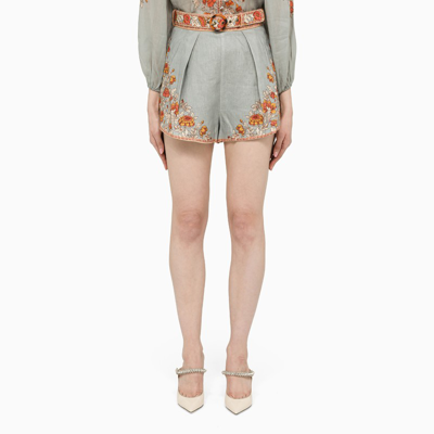 Zimmermann Floral Printed Linen Shorts