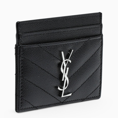 Saint Laurent Black/silver Monogram Credit Card Holder