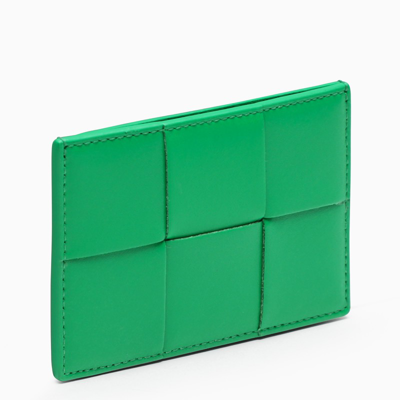 Bottega Veneta Intrecciato-woven Brand-debossed Leather Card Holder In Green