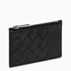 BOTTEGA VENETA BLACK INTRECCIATO ZIP CREDIT CARD HOLDER