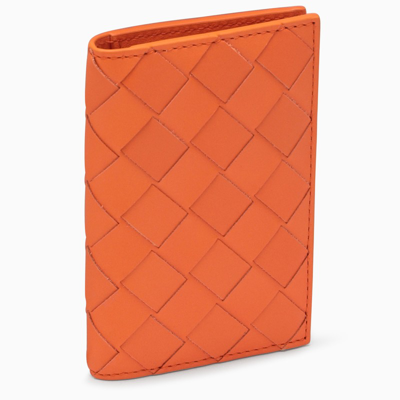 Bottega Veneta Orange Maxi Intrecciato Card Holder In Grey