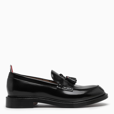 Thom Browne Black Leather Loafers With Tassels