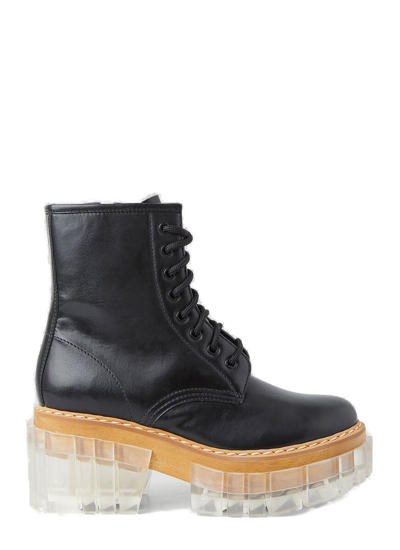 Stella Mccartney Emilie Round Toe Military Boots In Black