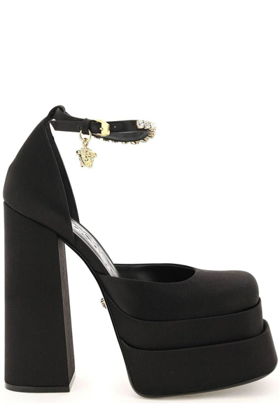 satin platforms versace