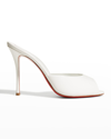 Christian Louboutin Me Dolly Patent Red Sole Sandals In Bianco