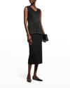 Misook Cable Stripe V-neck Knit Tank In Blk