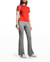 Theory Demitria Flare-leg Double-knit Vented Pants In Grm/otmlm