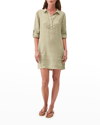 Michael Stars Eleanor Popover Collared Short Shirtdress In Brown