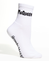 Alexander Mcqueen Graffiti Logo Sport Socks In 9060 White Black
