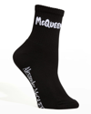 Alexander Mcqueen Graffiti Logo Sport Socks In 1077 Black White