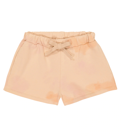 The New Society Kids' Hugo Tie-dye Cotton Fleece Shorts In Apricot Batik