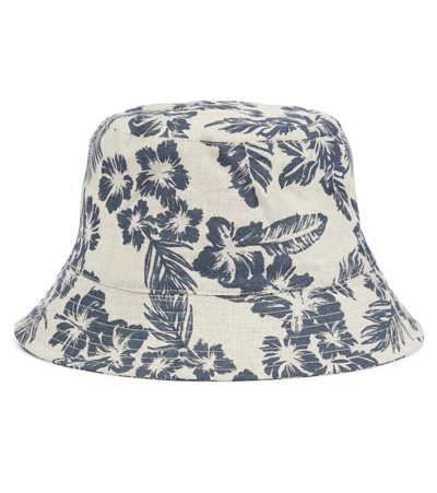 The New Society Kids' Printed Linen And Cotton Bucket Hat In Hibiscus Girl