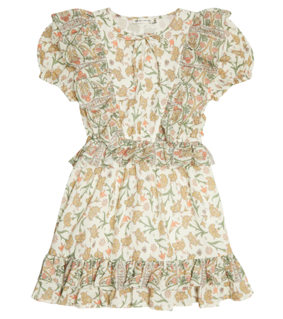 The New Society Kids' Indiana Floral Cotton Muslin Dress In Green