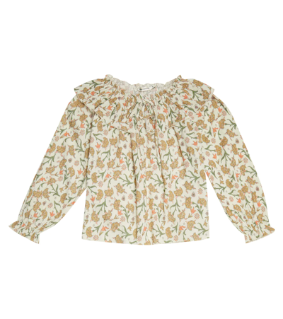 The New Society Kids' Indiana Olivia Floral Cotton Muslin Blouse In Indiana Print