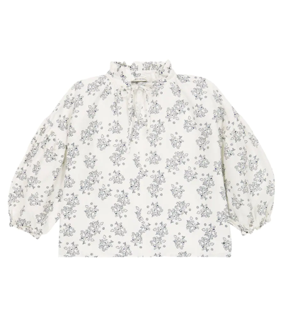 The New Society Kids' Olivia Floral Linen Blouse In Roses Print
