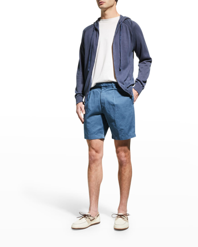 Boglioli Straight-leg Cotton And Linen-blend Gabardine Shorts In Royal-0762