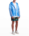 Moncler Ebizo Logo-print Nylon-ripstop Hooded Jacket In Blue