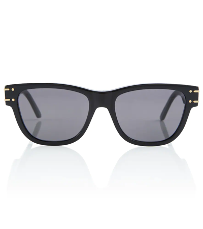 Dior Signature S6u Sunglasses In Shiny Black / Smoke