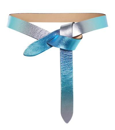 Isabel Marant Lecce Ombre Leather Pull-through Belt In Metalic Blue