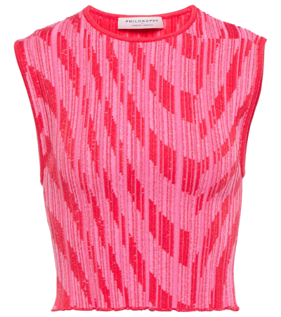 Philosophy Di Lorenzo Serafini Ribbed-knit Sleeveless Top In Rosa