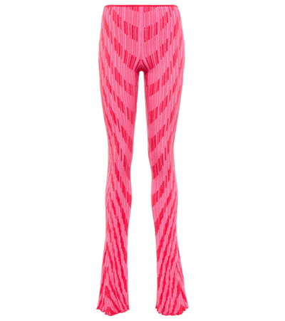 Philosophy Di Lorenzo Serafini Striped Intarsia Knit Sweatpants In Fantasy Print Red