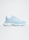 Balenciaga Men's Triple S Low Top Sneakers In Blue Whte