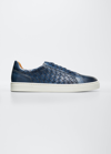 MAGNANNI MEN'S WOVEN LEATHER LOW-TOP SNEAKERS