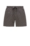 Hugo Boss Recycled-material Swim Shorts With Monogram Print In Black