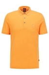 Hugo Boss Stretch-cotton Slim-fit Polo Shirt With Logo Patch In Orange