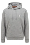 Hugo Boss French-terry-cotton Hooded Sweatshirt With Logo Patch In Light Grey