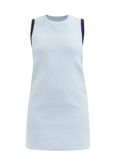 Jacquemus Sorbetto Contrast-trim Knitted Mini Dress In Light Blue