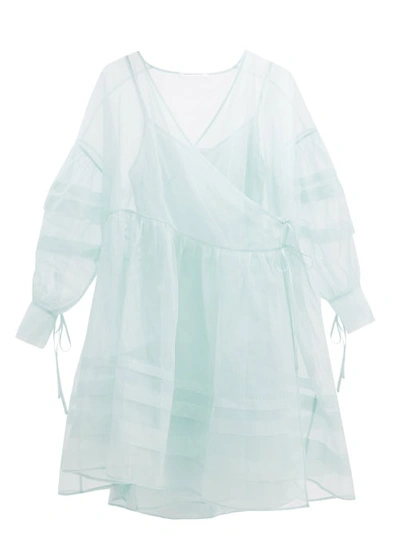 Cecilie Bahnsen Amalie Wraparound Cotton-organdy Dress In Mint Green