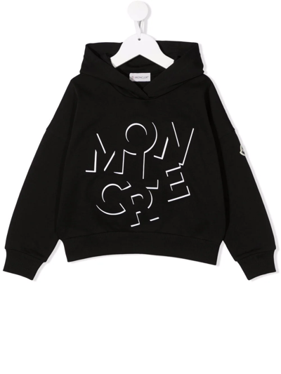 Moncler Kids' Girls Black Cotton Logo Hoodie