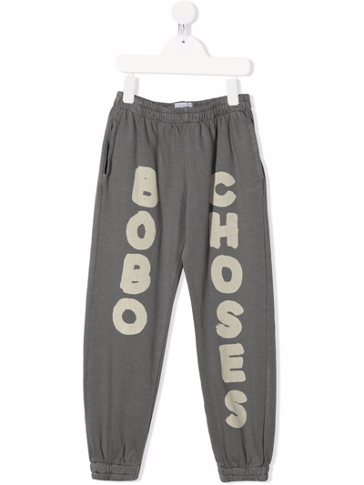 Bobo Choses Kids' Logo-print Organic Cotton Track Trousers In Grey