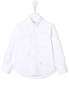 Thom Browne Logo-tag Cotton Shirt In White