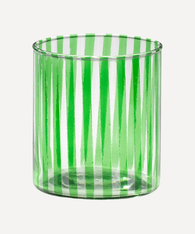 Anna + Nina Candy Stripe Glass Tea Light Holder In Multi