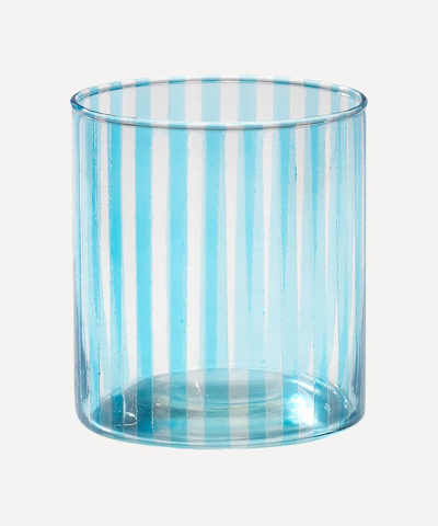 Anna + Nina Candy Stripe Glass Tea Light Holder In Multi