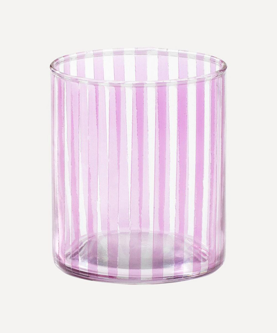 Anna + Nina Candy Stripe Glass Tea Light Holder In Multi