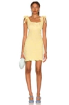 Miu Miu Gingham Tie-shoulder Smocked Mini Dress In Giallo
