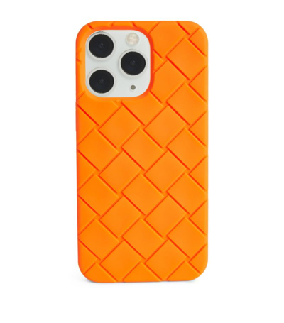 Bottega Veneta Intrecciato Iphone Case In Orange