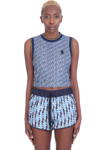 Moncler Abstract-pattern Cropped Tank Top In Blue