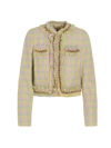 Versace Check-print Chain-applique Crop Jacket In Multicolor