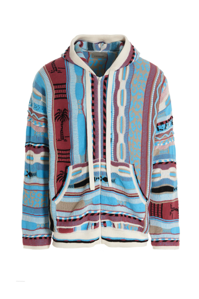 Laneus Intarsia-knit Zip-fastening Hoodie In Multicolor