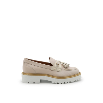 Hogan Mocassino In Pelle Latte Martellata Con Nappine In White