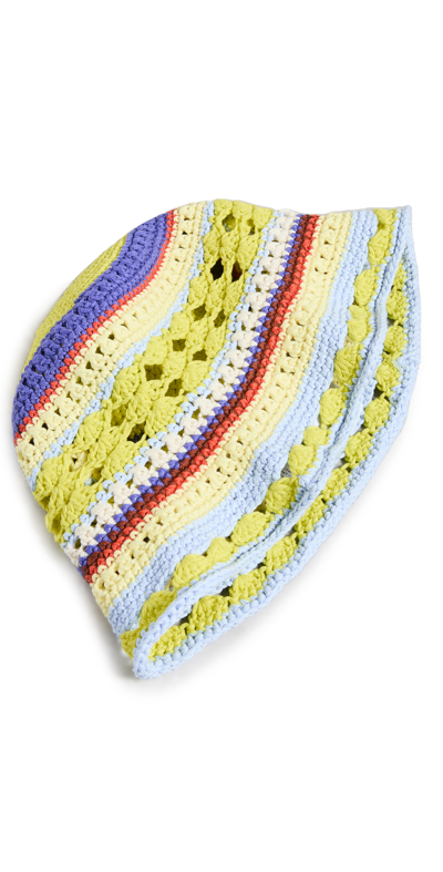 Ganni Multicolor Crochet Beach Hat In Heather