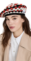 Ganni Crocheted Wool-blend Beret In Orangedotcom